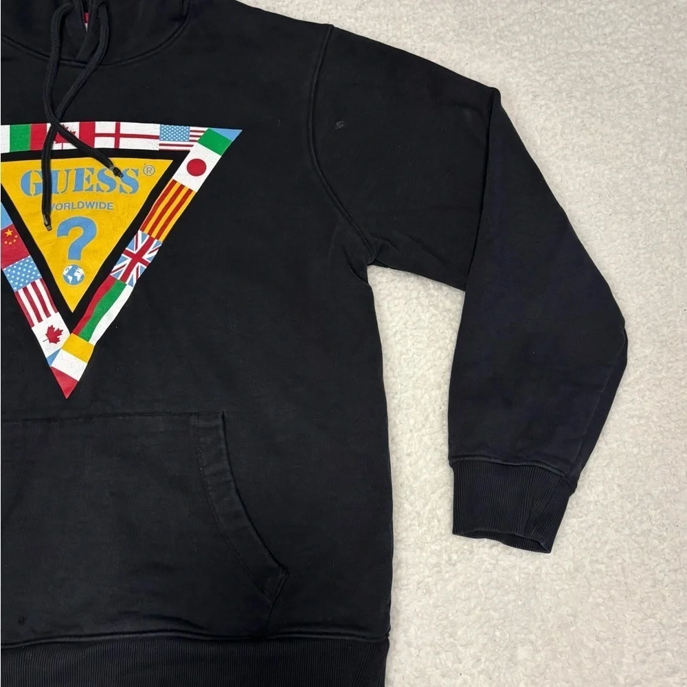 Guess Men Black Summer Games Logo Graphic Hoodie